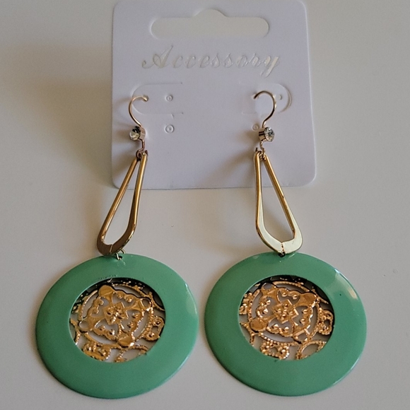 Turquoise and Gold Earrings - Picture 1 of 7